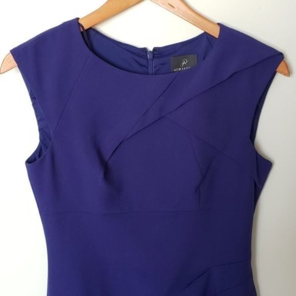 Adrianna Papell Cocktail Sheath Dress Purple Pleat Detail size 4 - Picture 5 of 13